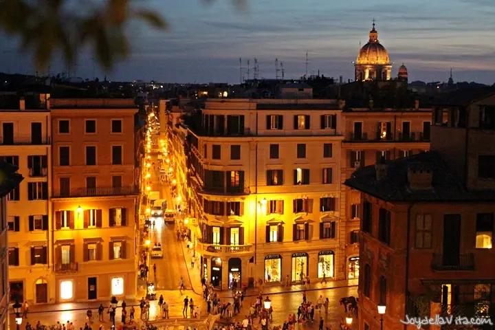 Spanish Steps in Rome during Day and Night