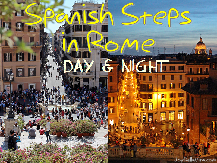 Spanish Steps in Rome during Day and Night