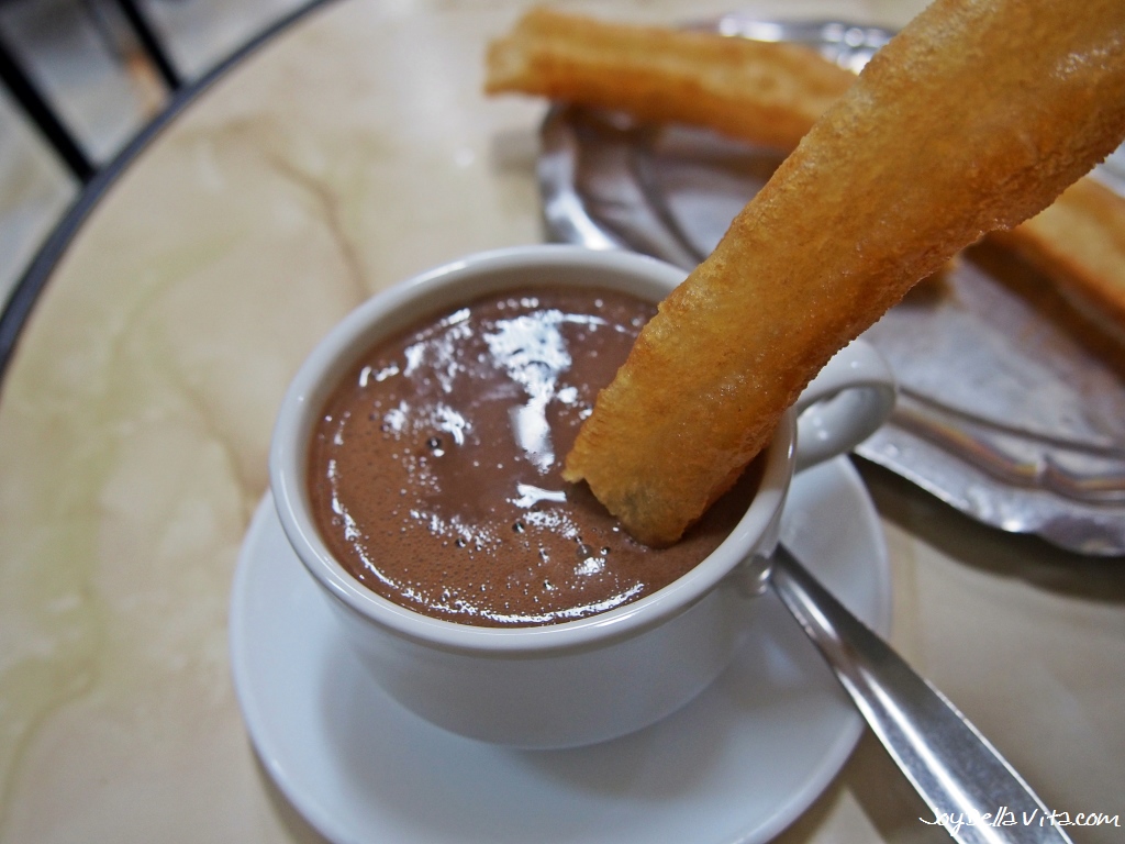 Dipping the Churro into the Chocolate, for Breakfast at Casa Aranda in Malaga