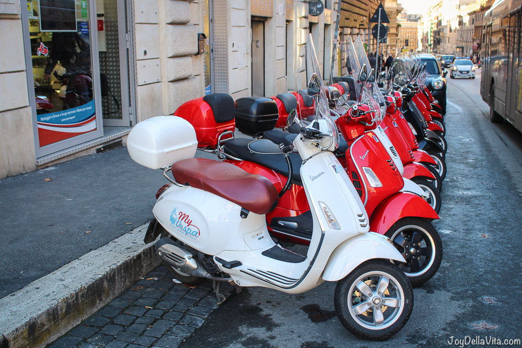Vespa and small Cars of Rome