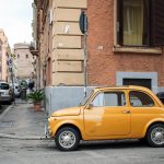 yellow vintage Fiat 500 Rome joyDellaVita