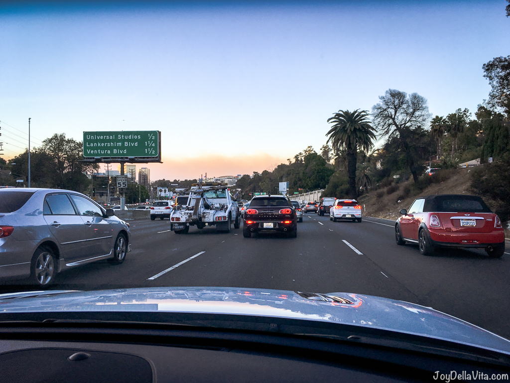 driving in traffic on 101 hollywood freeway for the best roadtrips to take starting in los angeles