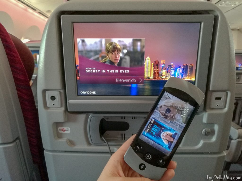 ORYX ONE Entertainment System Qatar Airways Boeing 787 Dreamliner Economy Class