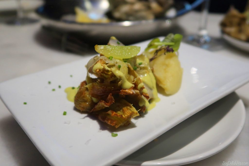fried artichoke with potato mash KATA4 oyster bar Donostia San Sebastian
