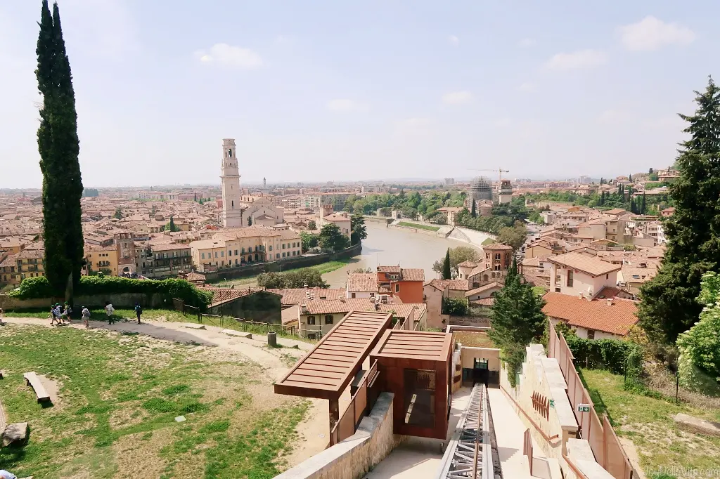 Taking the Funicolare di Verona up to Castel San Pietro