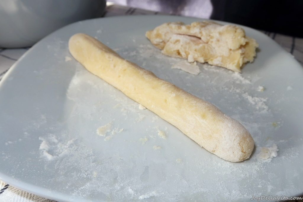 roll the gnocchi dough gently into finger-thick strings
