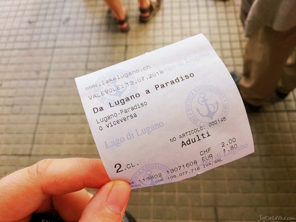 Ticket for my boat ride on Lake Lugano