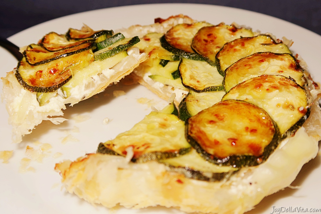 savoury tarte tatin with zucchini and cream cheese