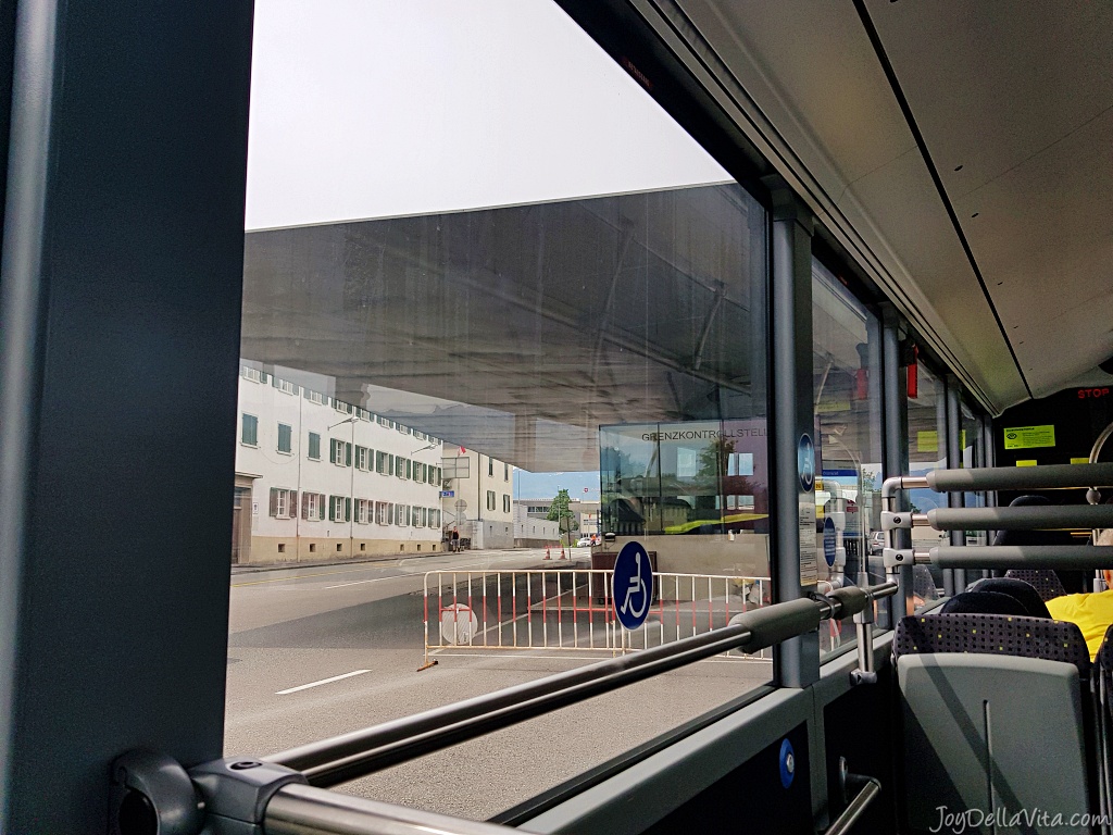 crossing the border between Austria and Liechtenstein in a public bus