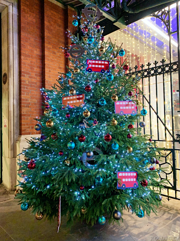 decorated christmas tree at Transport Museum London at Covent Garden