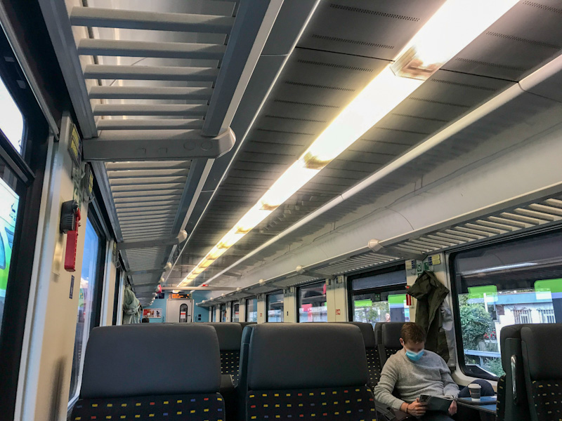 2nd class aboard the SBB EuroCity Train connecting Zurich and Munich