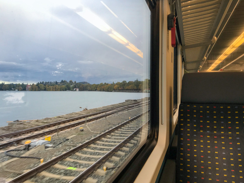 Leaving Lindau Island Train Station, literally travelling above Lake Constance sea level