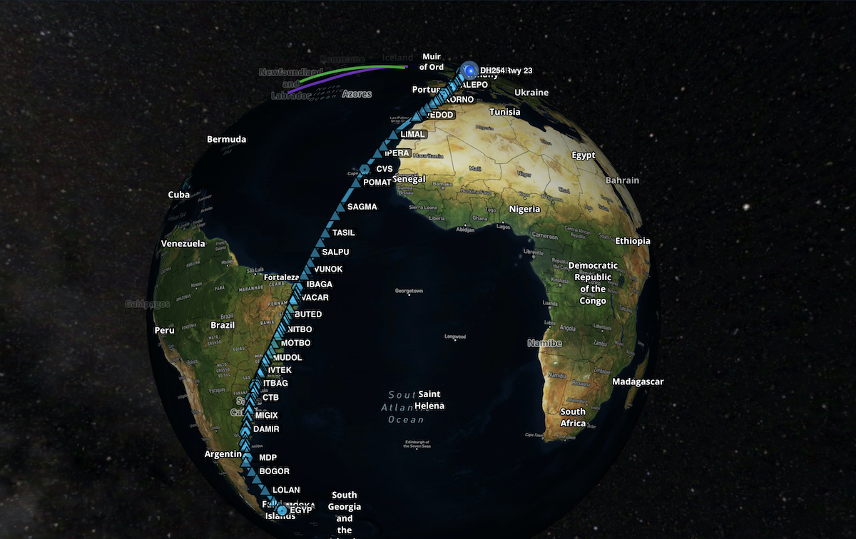 Lufthansa longest flight routing Hamburg Falkland