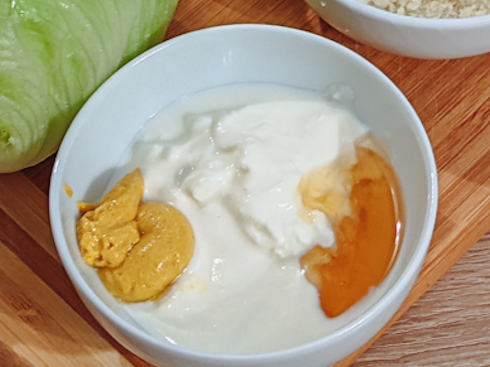honey mustard yoghurt in a small bowl blog joydellavita