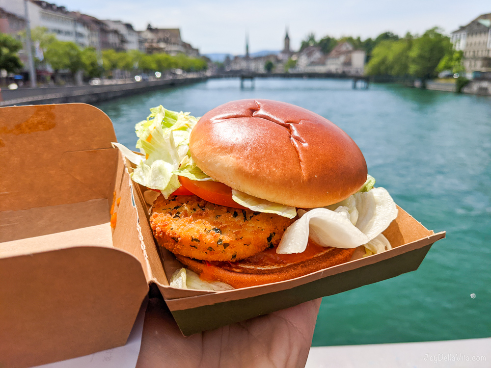affordable Burger in Zurich held over river Limmat