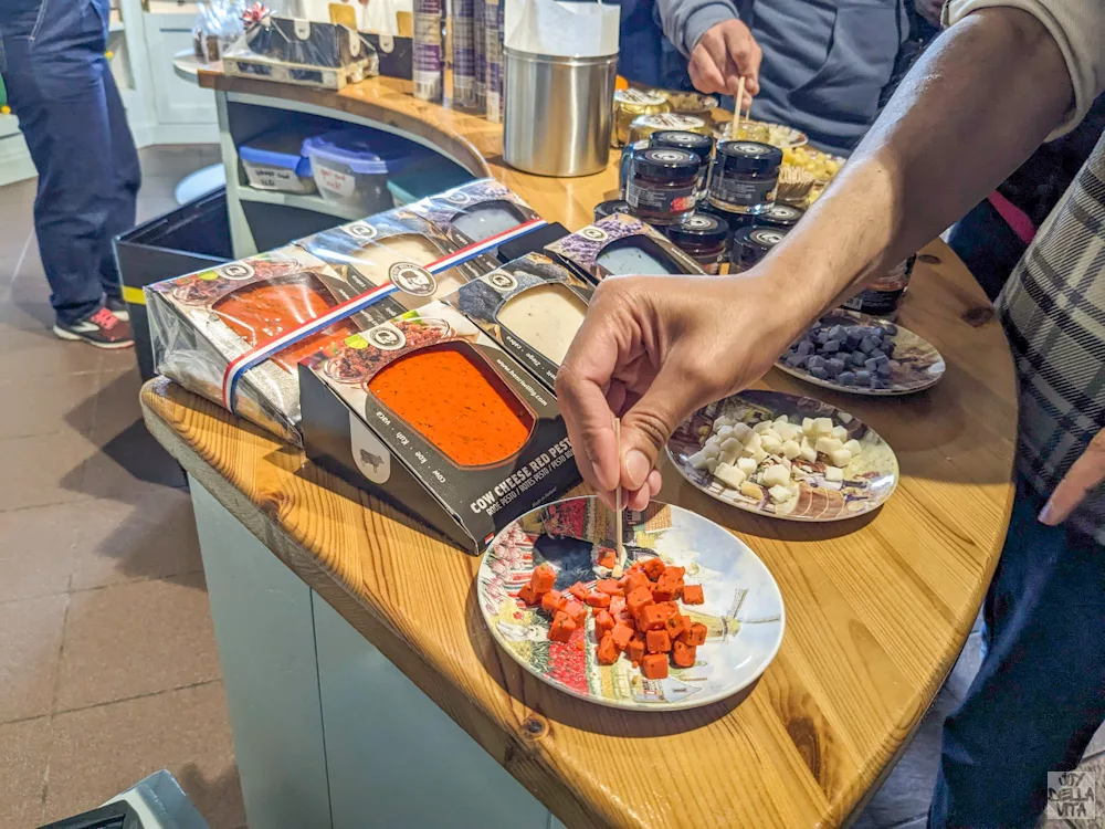 free Cheese tasting at Cheese Shop Alida Hoeve by Henri Willig in Volendam