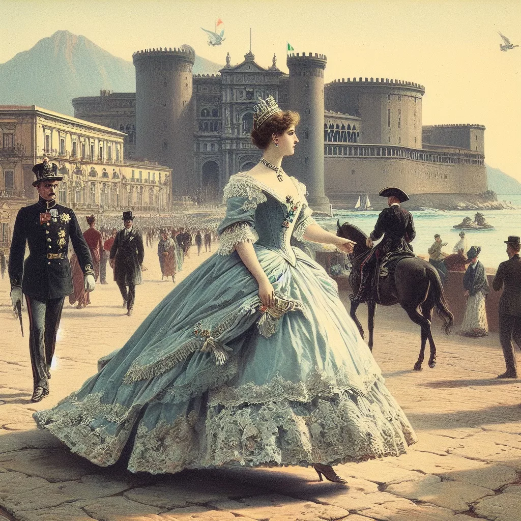 Empress Elisabeth of Austria strolling in Naples, Italy - Generated with AI by Microsoft Designer