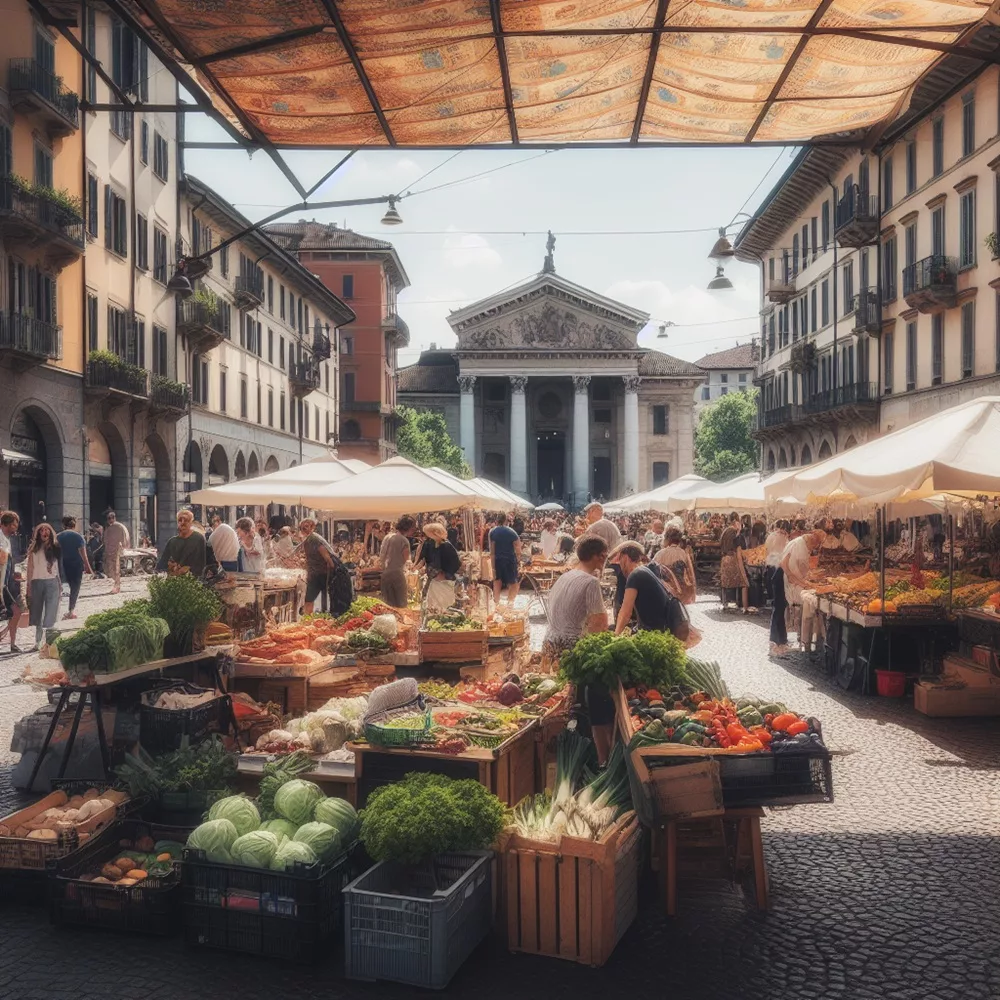 local open air market in milan, italy