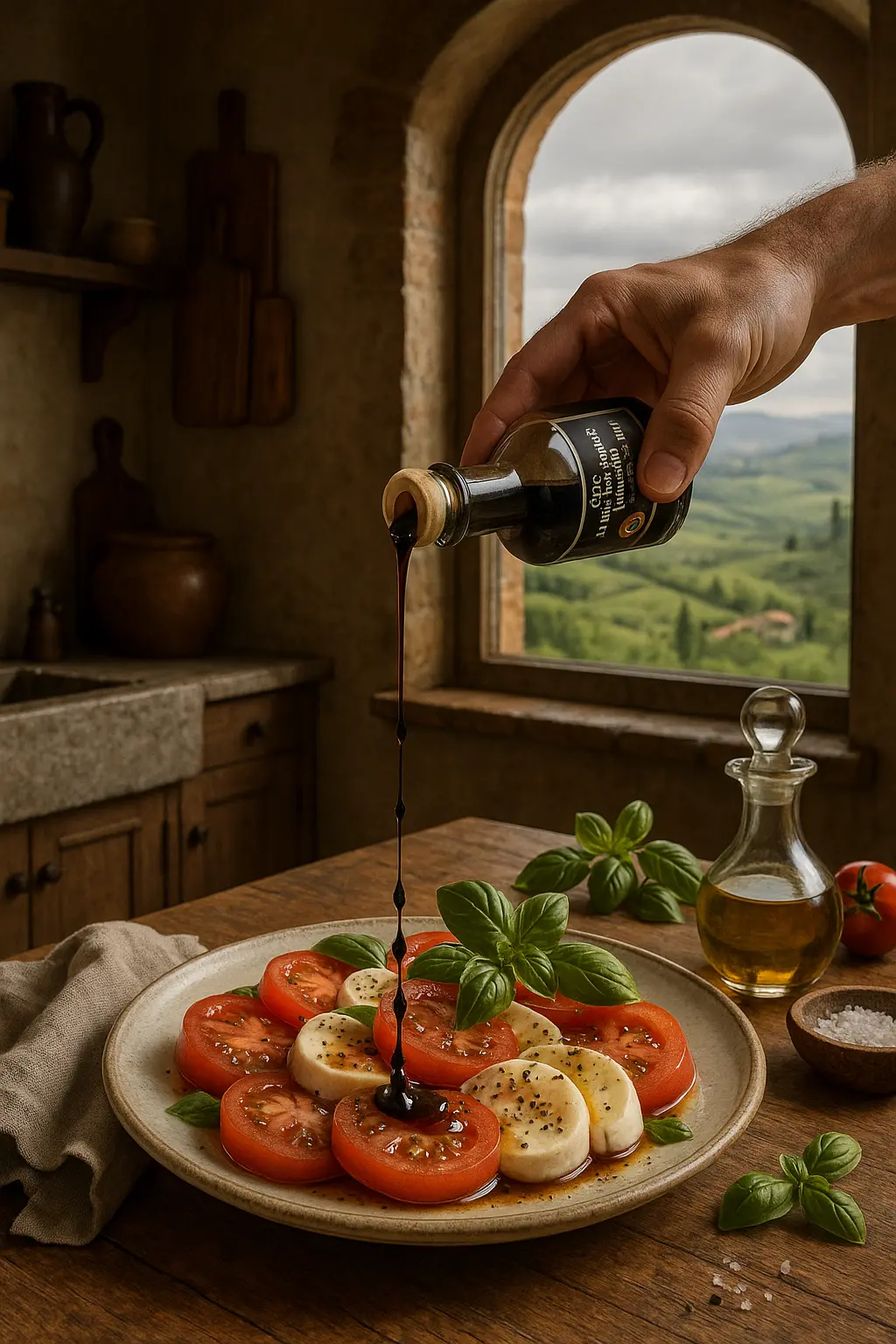 Caprese Salad with Balsamico IGP in Tuscany